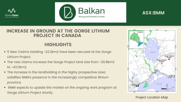 Increase in Ground at the Gorge Lithium Project in Canada