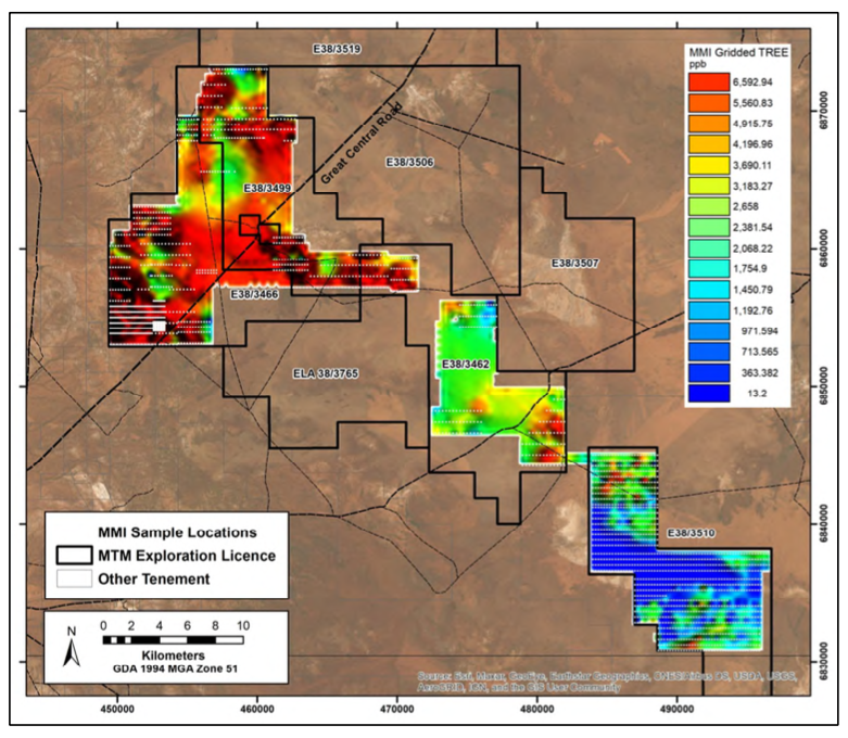 Map of Mt Monger East Laverton Project soil sampling locations