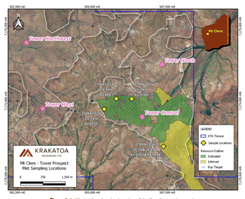 Drillhole plan showing location of the five diagnostic samples