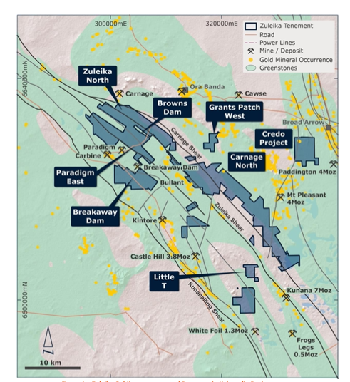  Zuleika Gold’s tenements and Prospects in Kalgoorlie Region