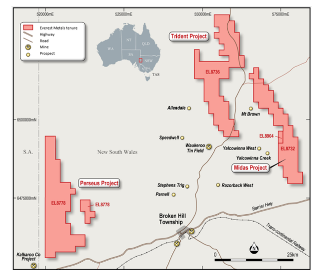 Location of EMC’s Broken Hill tenements