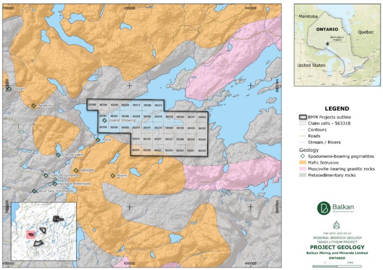A geological map of the project