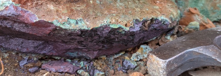 Photograph of massive cuprite (copper oxide) at Rough Triangle. 