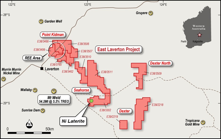 A prospect location map showing the location of the nickel laterite discovery.