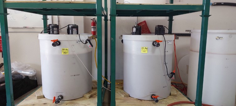 An image of the vats at BBX's pilot plant in operation.