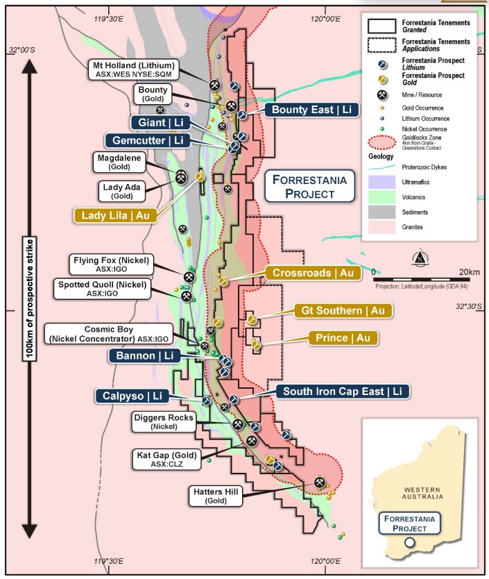Locations of upcoming lithium-targeted drilling locations