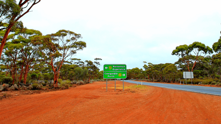 Road sign for Esperance, Western Australia.